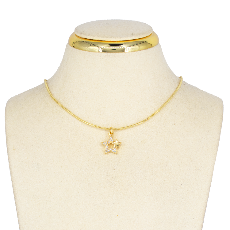 DIJE SILUETA ESTRELLA DOBLE BAÑO EN RODIO