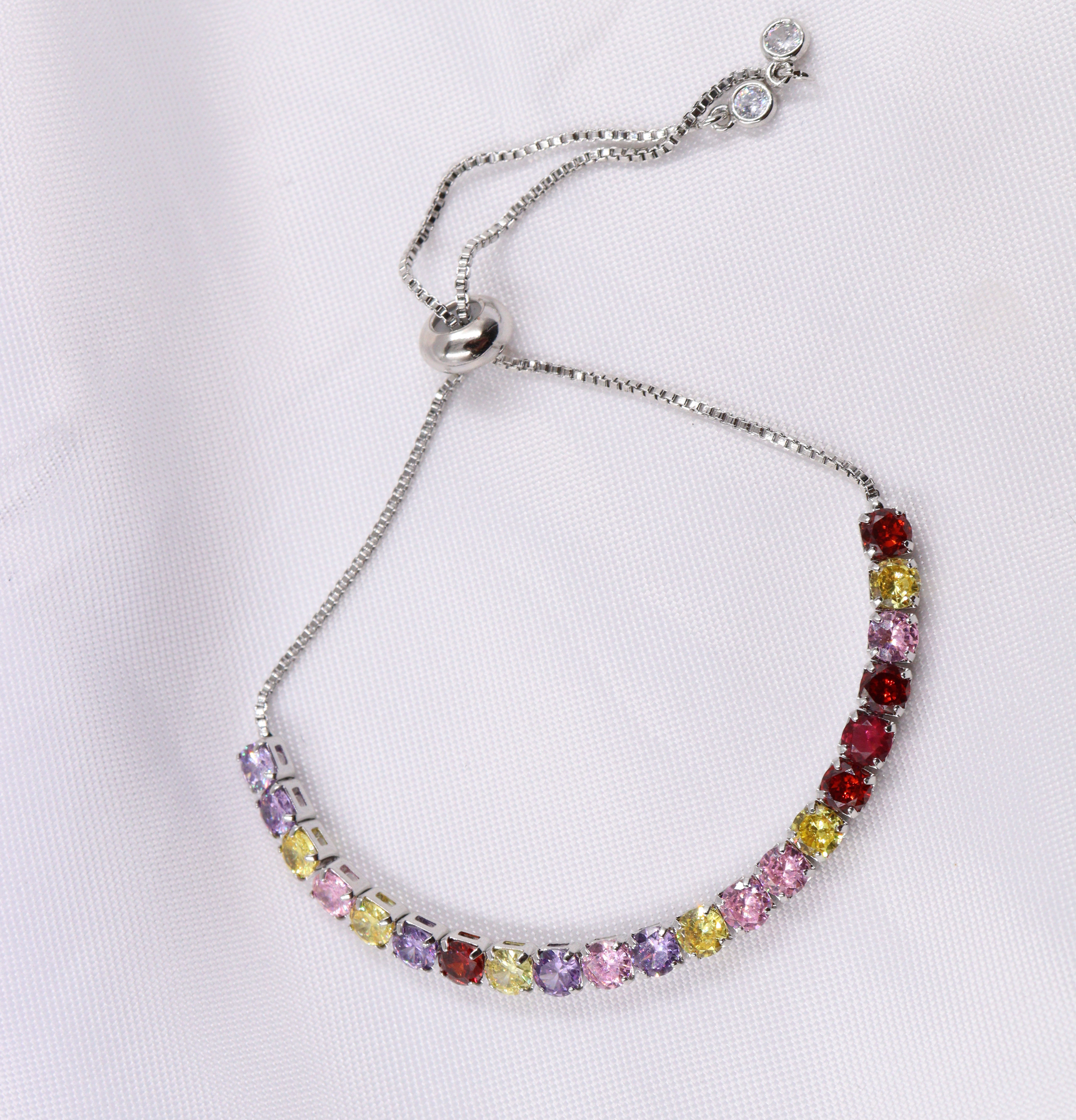 PR-083 PULSERAS EN RODIO PLATEADAS CIRCON REDONDO