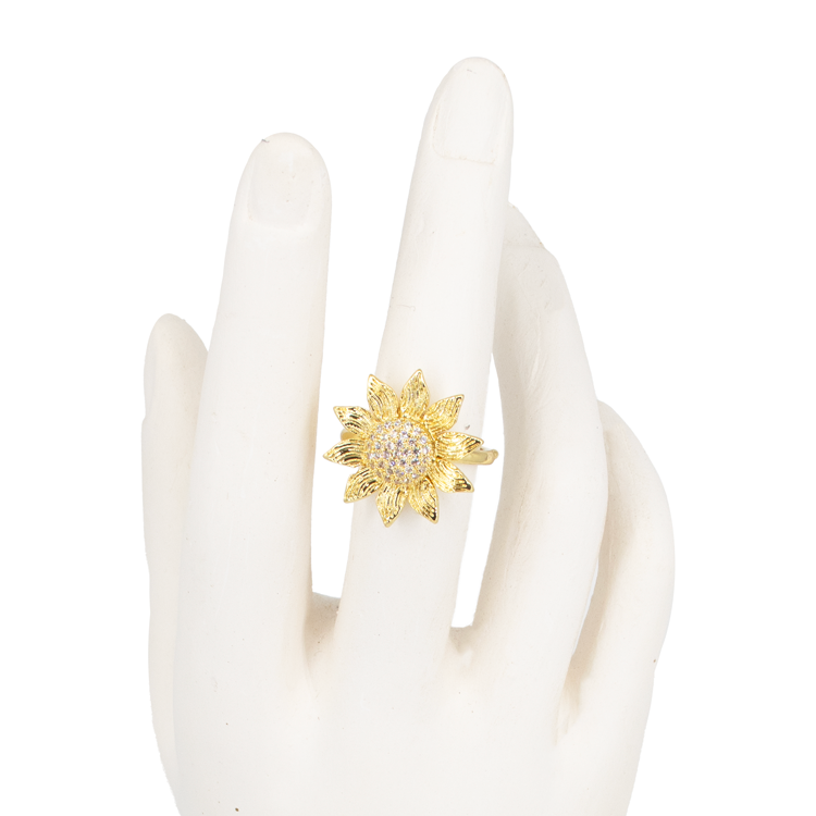 ANILLO GIRASOL ANTIESTRES BAÑO EN RODIO