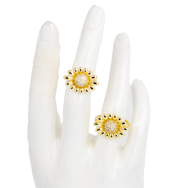 ANILLO GIRASOL OVALO BAÑO EN RODIO