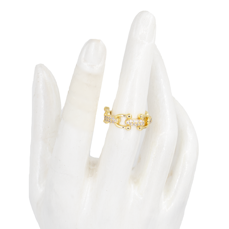 ANILLO ESLABON CIRCON BLANCO BAÑO EN RODIO