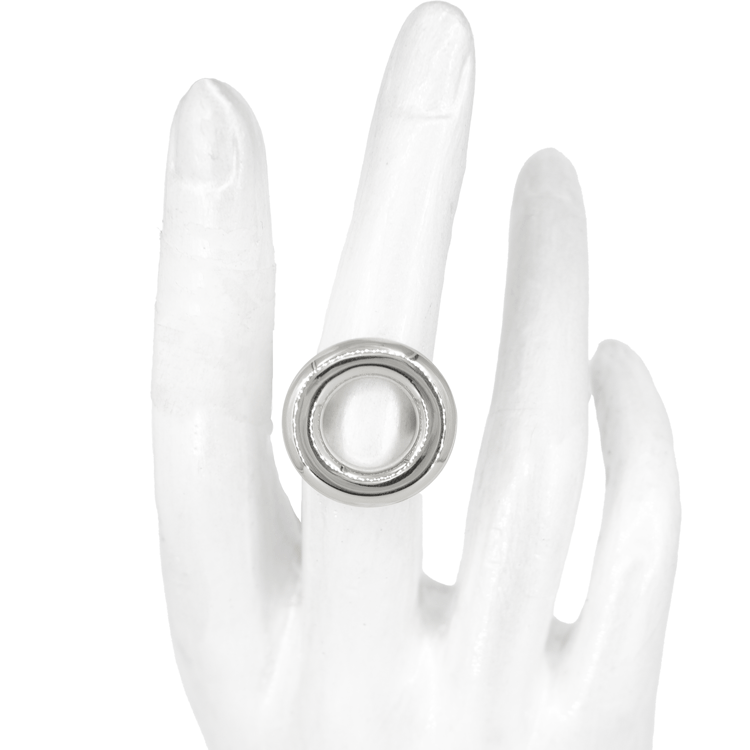 ANILLO SILUETA CIRCULO BAÑO EN RODIO