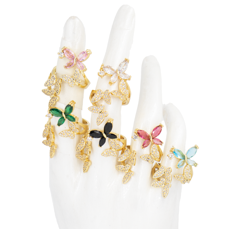 ANILLOS MARIPOSAS BAÑO EN RODIO