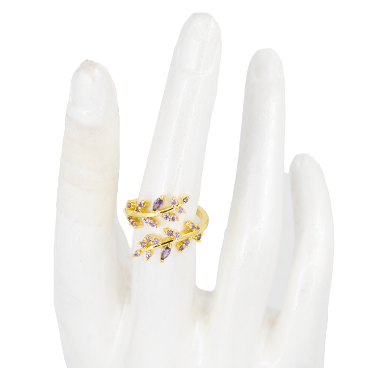 ANILLO EN RODIO HOJAS