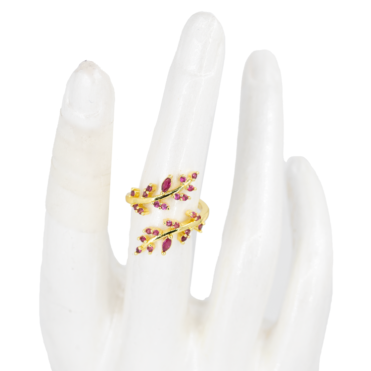 ANILLO EN RODIO HOJAS