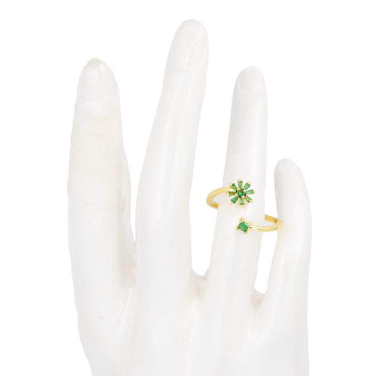 ANILLO FLOR MINI BAÑO EN RODIO