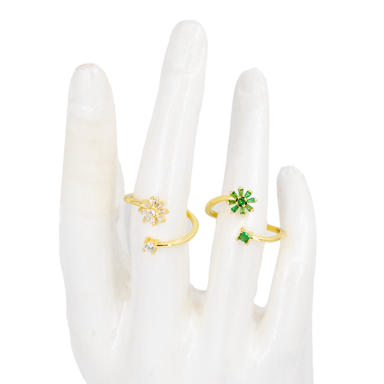 ANILLO FLOR MINI BAÑO EN RODIO