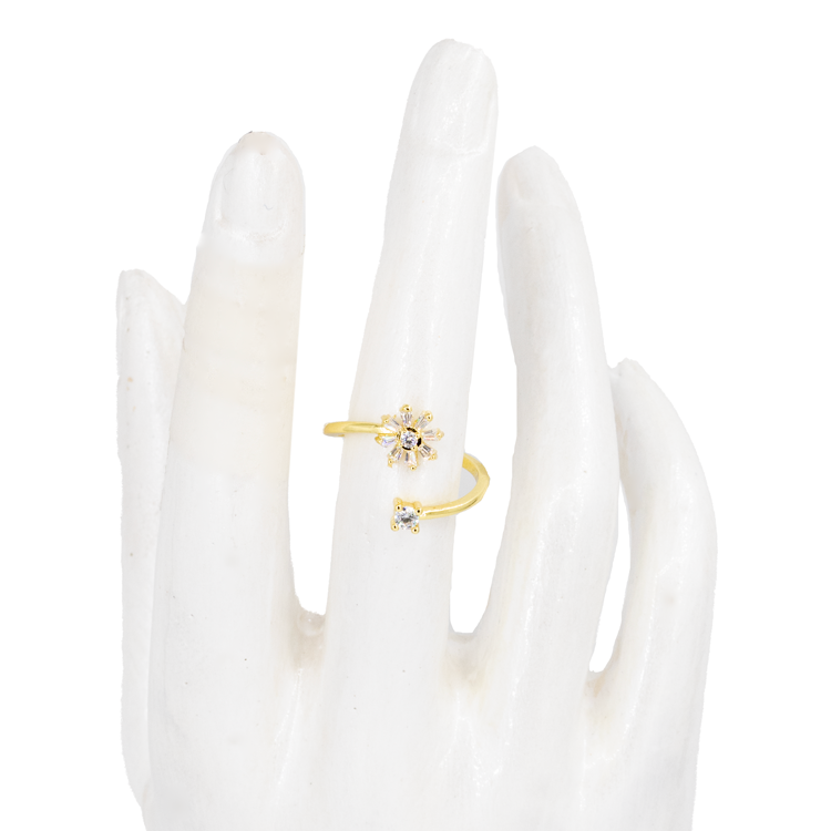 ANILLO FLOR MINI BAÑO EN RODIO