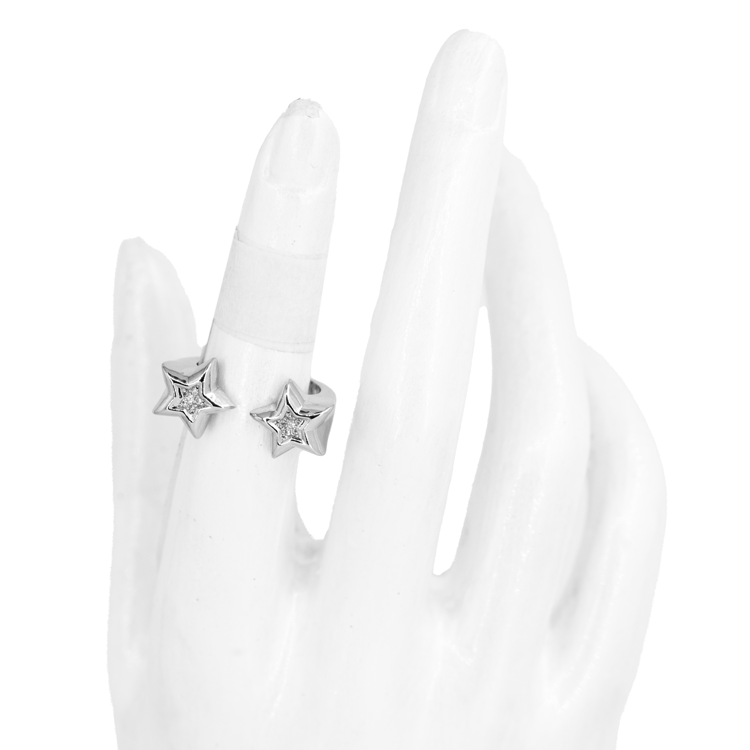 ANILLO DOBLE ESTRELLAS DORADAS BAÑO EN RODIO