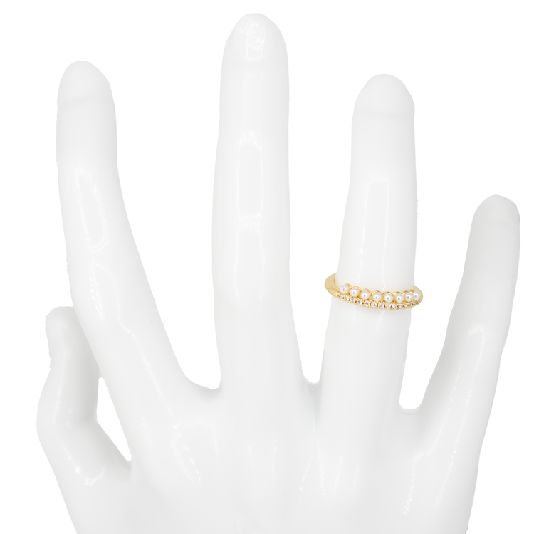 ANILLO EN RODIO PERLAS