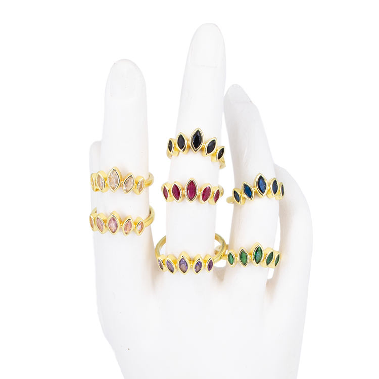 ANILLO CORONAS COLORES BAÑO EN RODIO