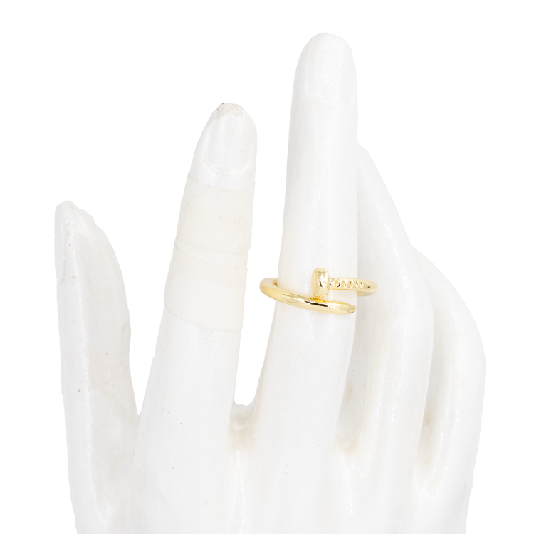 ANILLO CLAVO LISO DORADO EN RODIO