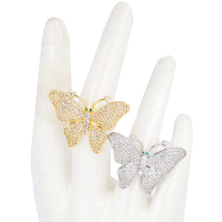 ANILLO MARIPOSA GRANDE BAÑO EN RODIO