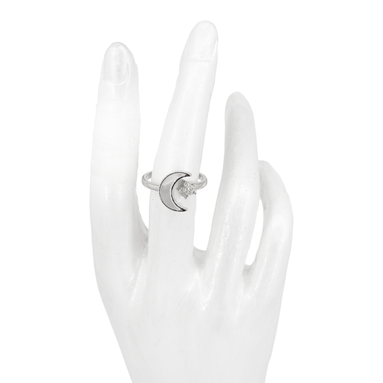 ANILLO LUNA OPALO BAÑO EN RODIO