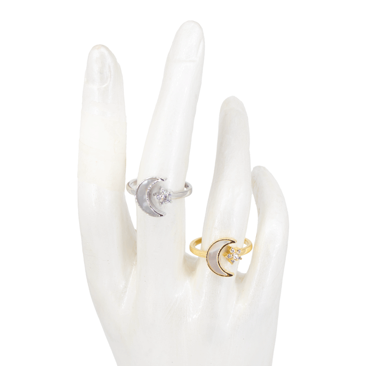 ANILLO LUNA OPALO BAÑO EN RODIO