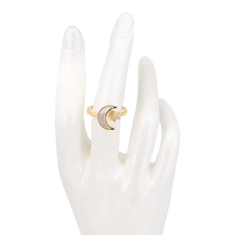 ANILLO LUNA OPALO BAÑO EN RODIO