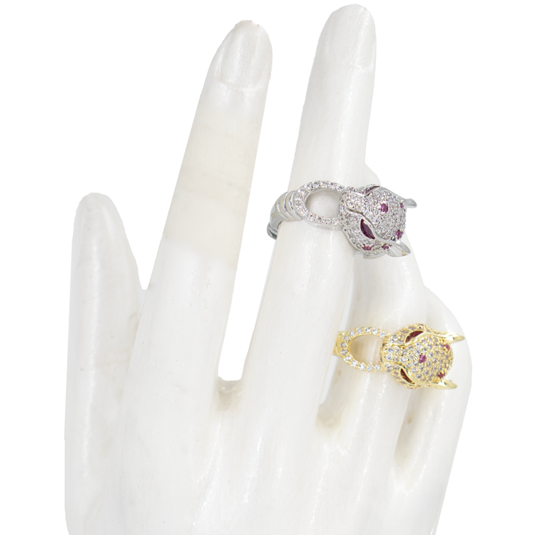 ANILLO LEOPARDO CHUNKY BAÑO EN RODIO