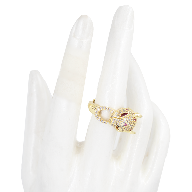ANILLO LEOPARDO CHUNKY BAÑO EN RODIO