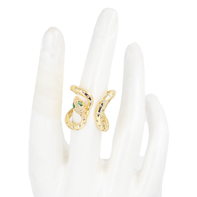 ANILLO SERPIENTE DORADA BAÑO EN RODIO
