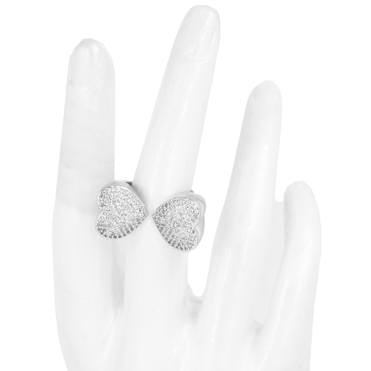 ANILLO CORAZÓN CIRCONADO DORADO CHUNKY BAÑO EN RODIO