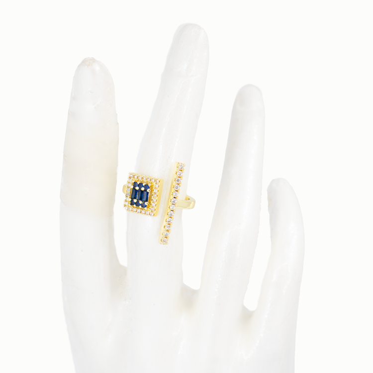 ANILLO CUADRADO BAÑO EN RODIO