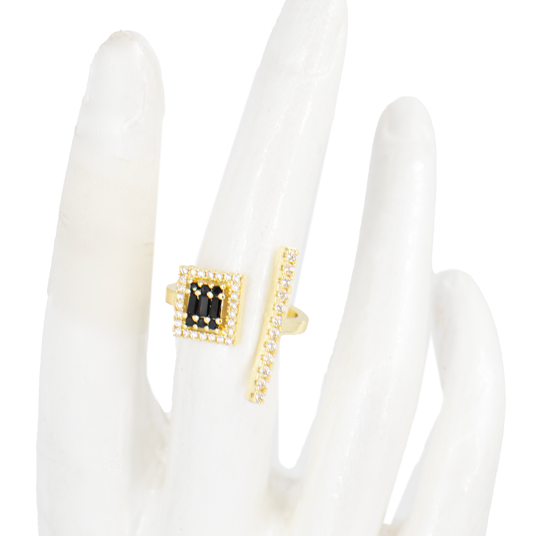 ANILLO CUADRADO BAÑO EN RODIO