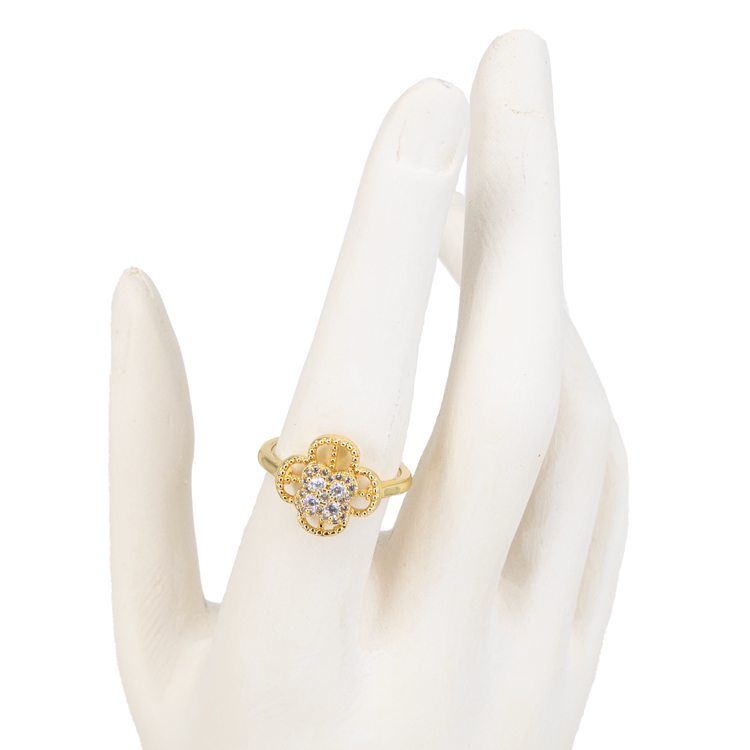 ANILLO FLOR GIRATORIA DORADO BAÑO EN RODIO