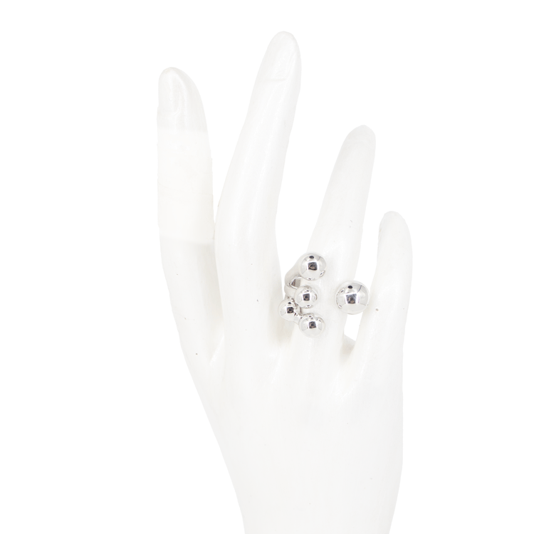 ANILLO CUATRO BOLAS BAÑO EN RODIO