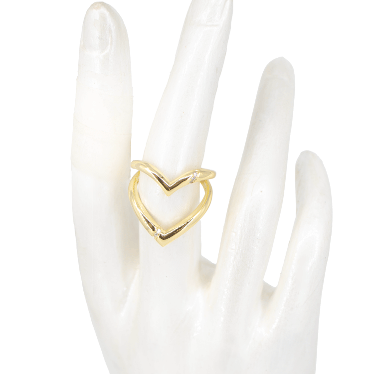 ANILLO CORAZON ADSTRACTO BAÑO EN RODIO