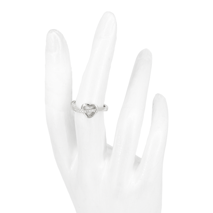 ANILLO CORAZON MINI BAÑO EN RODIO