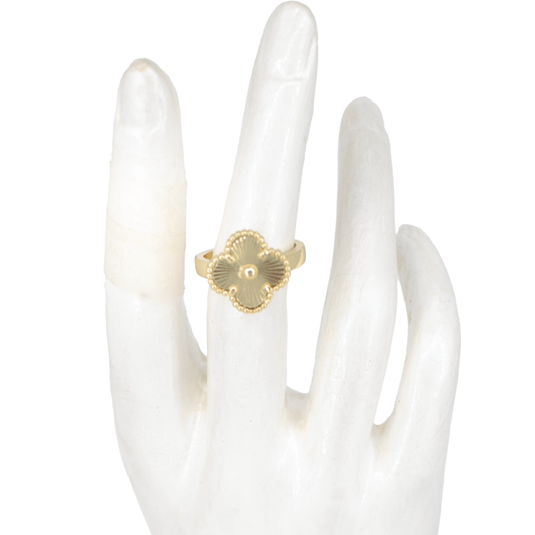 ANILLO TREBOL BAÑO EN RODIO