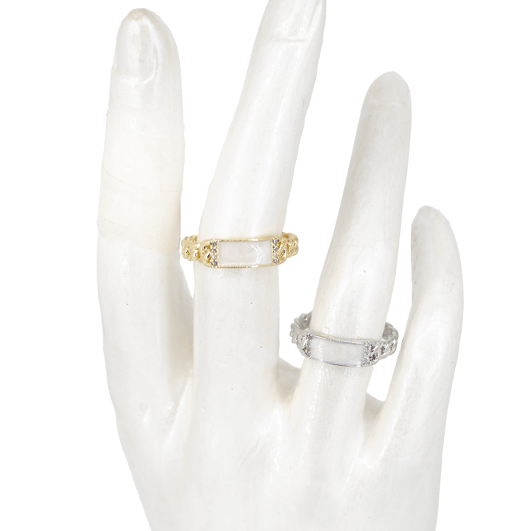 ANILLO TRENZA BAÑO EN RODIO