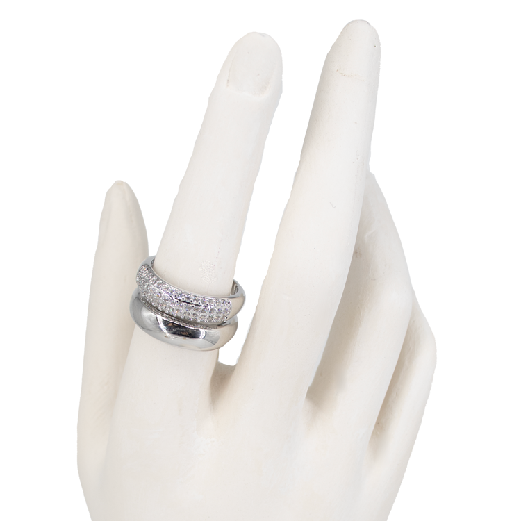 ANILLO DOBLE LISTON BAÑO EN RODIO