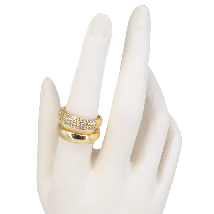 ANILLO DOBLE LISTON BAÑO EN RODIO