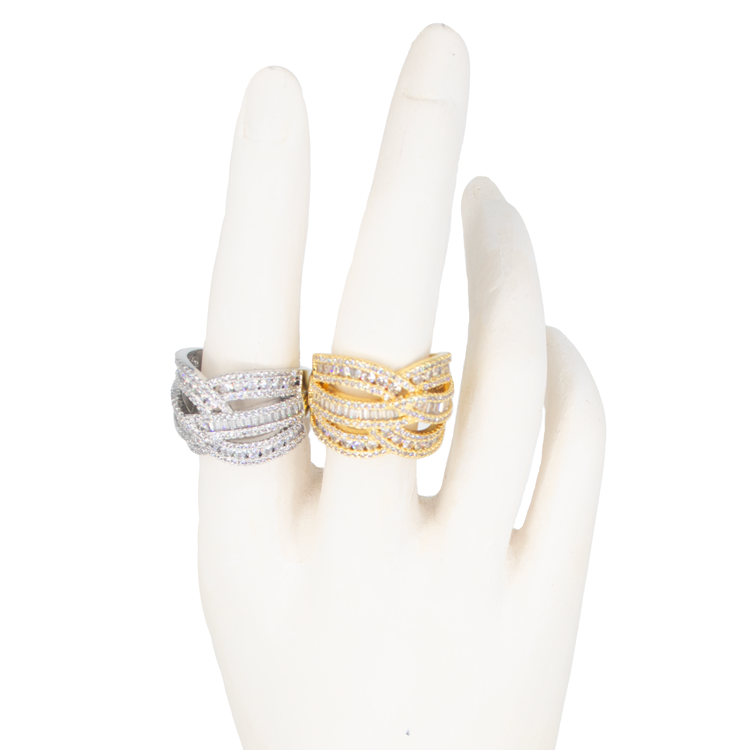 ANILLO LAZOS BRILLANTES BAÑO EN RODIO