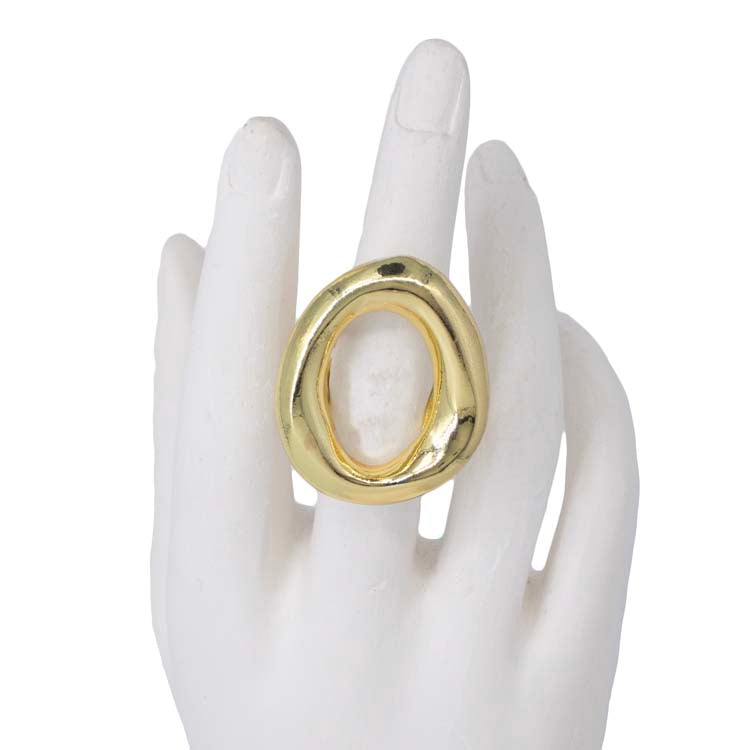 ANILLO ONDULA DORADA BAÑO EN RODIO