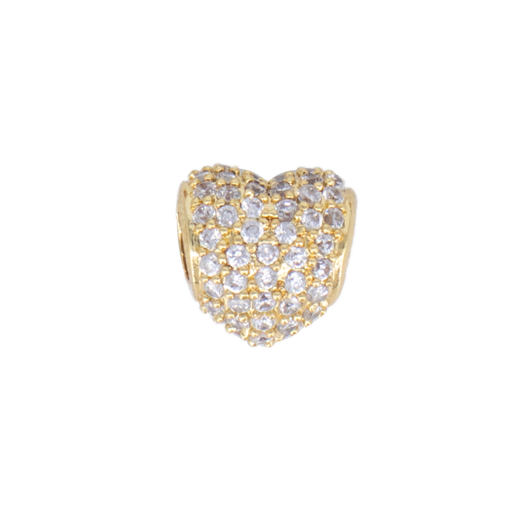 CHARM DE PANDORA CORAZON GRANDE DORADO BLANCO