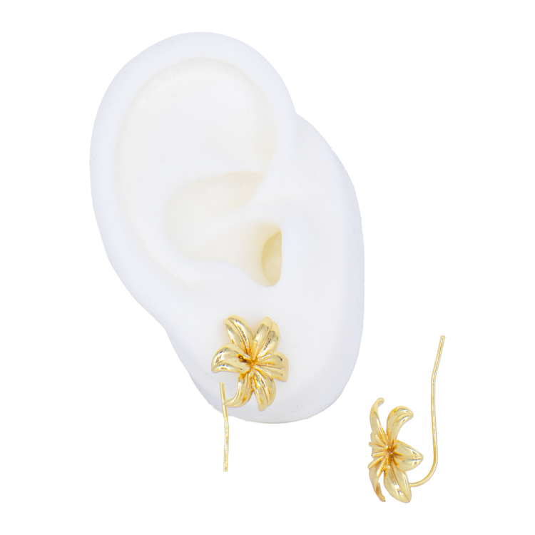 TOPO FLOR LILY DORADA BAÑO EN RODIO