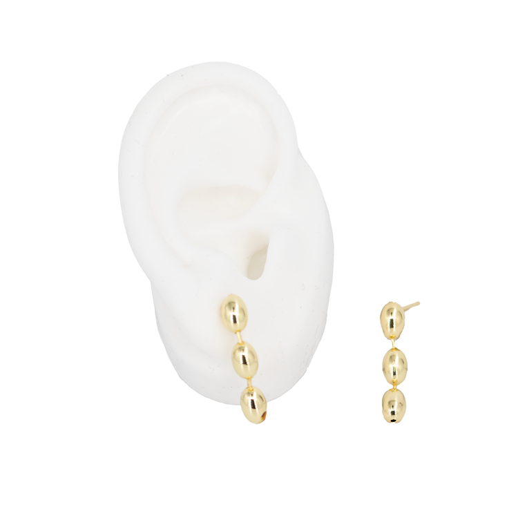 TOPO OVALOS TRIPLE PEQUEÑO DORADOS BAÑO EN RODIO