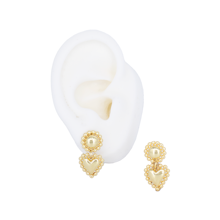 TOPO CORAZÓN BALINES DORADO BAÑO EN RODIO