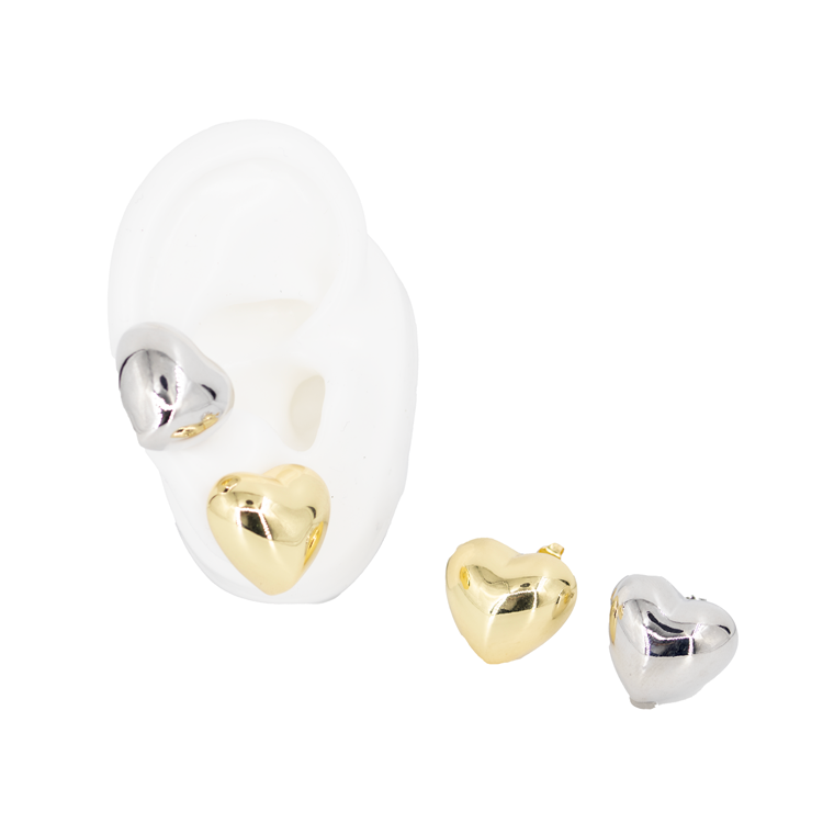 TOPO CORAZÓN DORADO LISO BAÑO EN RODIO