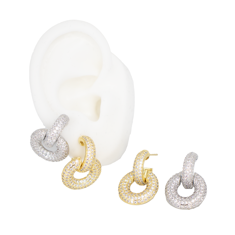 TOPO DOBLE CIRCULOS ENLAZADOS BAÑO EN RODIO