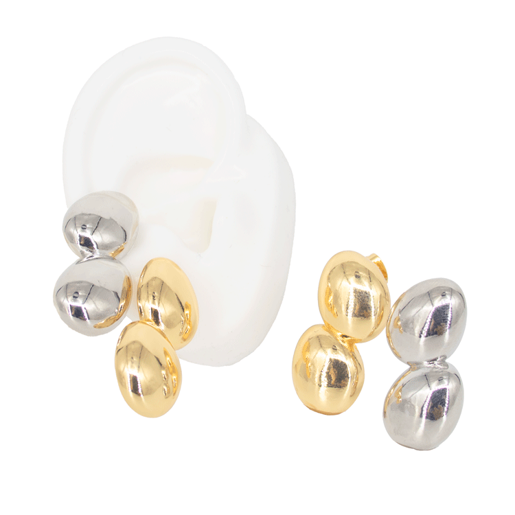 TOPO OVALOS DOBLES LISOS BAÑO EN RODIO CR-918