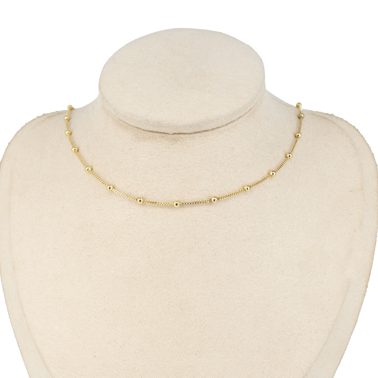 CADENA LISA Y MINI BOLAS BAÑO EN RODIO