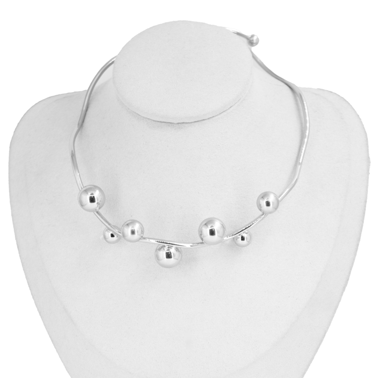 CADENA CHOCKER BOLAS BAÑO EN RODIO