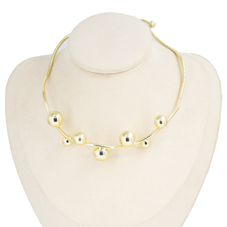 CADENA CHOCKER BOLAS BAÑO EN RODIO