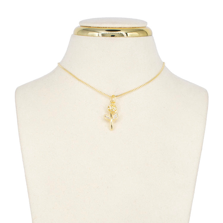 DIJE ROSA ENCANTADA BAÑO EN RODIO