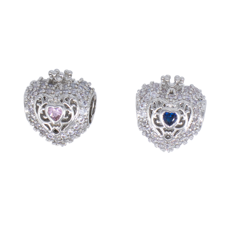 CHARM DIJE PANDORA CORAZÓN CORONA EN RODIO
