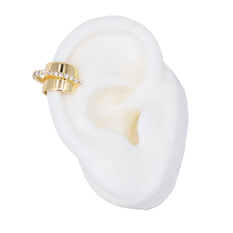 EARCUFF DOBLE CON CIRCON EN RODIO