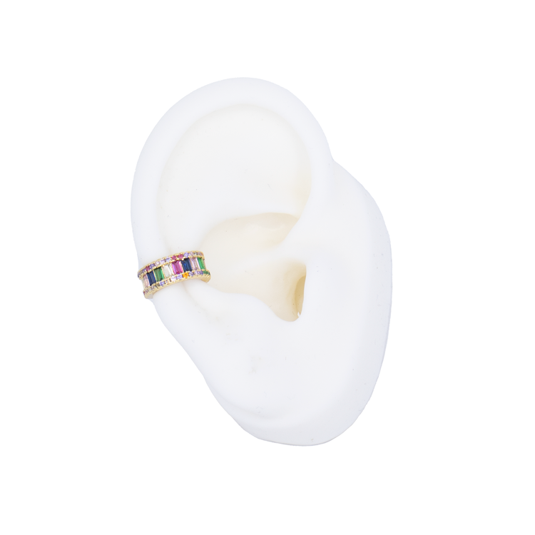 EARCUFF MULTICOLOR ANCHO BAÑO EN RODIO